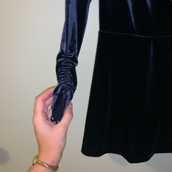 Navy Blue Long Sleeve Romper - Picture 2 of 3